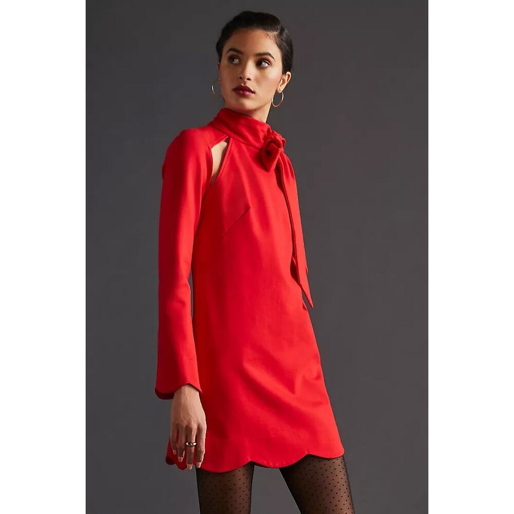 Maeve Neck Tie Shift Mini Dress size large